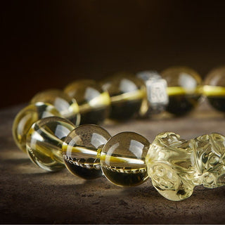 Buddha Gift Natural Citrine Double PiXiu Tiger Eye Prosperity Protection Bracelet