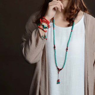 Buddha Gift Turquoise Black Onyx Red Turquoise Bead Protection Bracelet