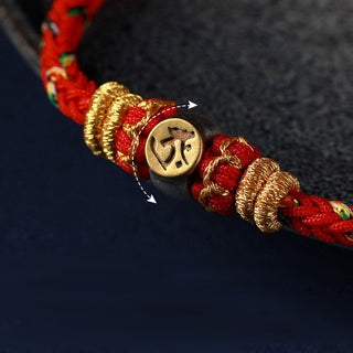 Buddha Gift Chinese Zodiac Natal Buddha Silver Luck Braided String Bracelet