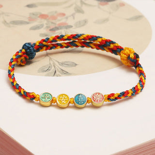 Buddha Gift Handmade Dunhuang Color Thread Peace And Joy Protection Braid String Bracelet