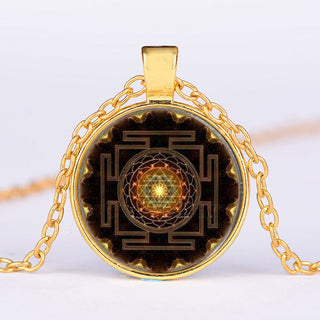 Buddha Gift Sacred Sri Yantra Time Gemstone Necklace