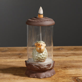 Buddha Gift Meditation Wukong Monkey King Purple Clay Windshield Lotus Backflow Smoke Fountain Incense Burner Decoration