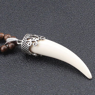 Buddha Gift Wenge Wood Turquoise Stone Horn Style Protection Meditation Necklace Pendant