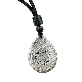 Buddha Gift Vintage 999 Sterling Silver Yin Yang Bagua Water Drop Design Balance Harmony Necklace Pendant