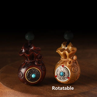 Buddha Gift Small Leaf Red Sandalwood Green Sandalwood Money Bag Om Mani Padme Hum Rotatable Protection Hanging Decoration