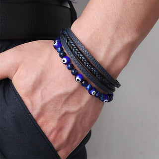 Buddha Gift Evil Eye Tiger Eye Protection Beaded Multilayered Braided Bracelet