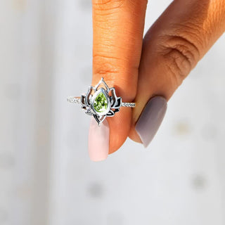 Buddha Gift Sterling Silver Lotus Zircon Blessing Protection Ring