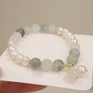 Buddha Gift Natural Pearl Jade Healing Sincerity Bracelet