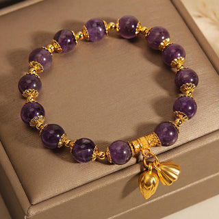Buddha Gift Natural Amethyst Lotus Healing Spiritual Bracelet