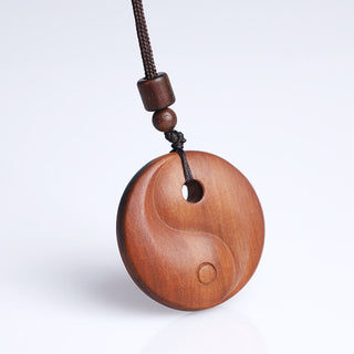 Buddha Gift Lightning Struck Jujube Wood Yin Yang Luck Protection Necklace Pendant