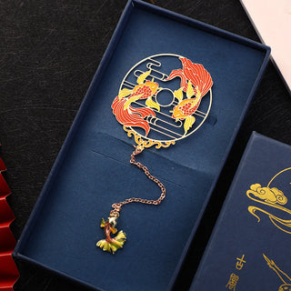 Buddha Gift Gold Koi Fish Metal Brass Hollow Bookmark