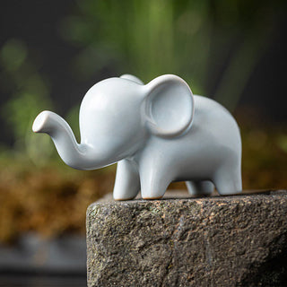 Buddha Gift Small Ceramic Elephant Home Tea Pet Figurine Desk Decoration