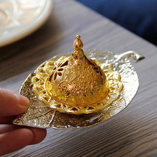 Buddha Gift Tibetan Gold Mini Leaf Coaster Meditation Incense Burner