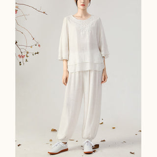 Buddha Gift 2Pcs Long Sleeve Frog-Button Meditation Prayer Zen Practice Tai Chi Uniform Clothing Women's Set