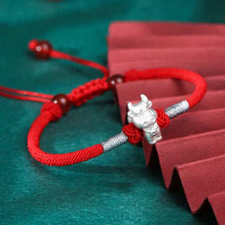 Buddha Gift 999 Sterling Silver Chinese Zodiac Luck Strength Red String Bracelet