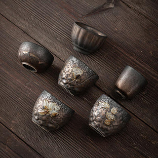 Buddha Gift Lotus Pod Leaf Flower Auspicious Clouds Ceramic Teacup Kung Fu Tea Cup