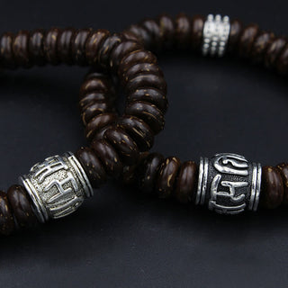 Buddha Gift Natural Tibetan Coconut Shell Om Mani Padme Hum Positive Bracelet