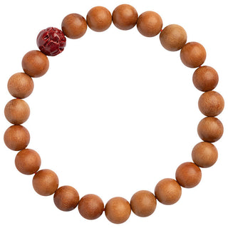 Buddha Gift Peach Wood Lotus Cinnabar Luck Wealth Bracelet