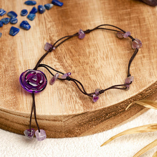 Buddha Gift Amethyst Pink Crystal Green Aventurine Rose Inner Peace Healing Anklet