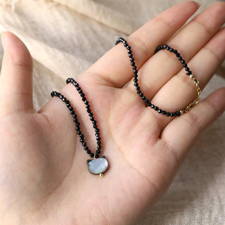 Buddha Gift Black Spinel Cute Cat Motivate Choker Necklace