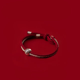 Buddha Gift 925 Sterling Silver Tibetan Zakiram Goddess of Wealth Luck Rope Bracelet