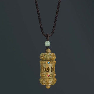 Buddha Gift Tibet Green Sandalwood Rosewood Om Mani Padme Hum Lotus Positive Soothing Necklace Pendant