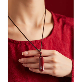 Buddha Gift Chinese Zodiac Natal Buddha Cinnabar Amulet Protection String Necklace Pendant
