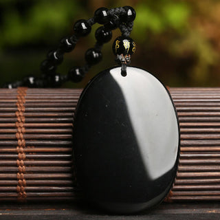 Buddha Gift Black Obsidian Koi Fish Bead Rope Fulfilment Strength Necklace Pendant
