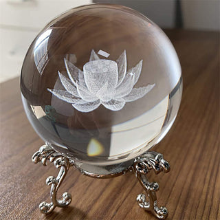 Buddha Gift White Crystal Dragon Lotus Blessing Decoration