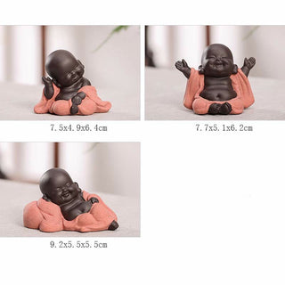 Buddha Gift Always Smiling Laughing Buddha Wealth Luck Purple Clay Maitreya Statue Decoration