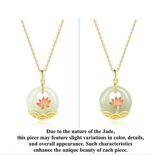 Buddha Gift 925 Sterling Silver Hetian White Jade Lotus Flower Blessing Necklace Pendant