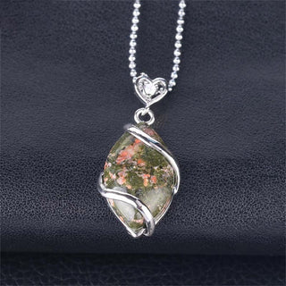 Buddha Gift Marquise Pattern Natural Crystal Stone Charm Necklace Pendant
