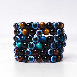 Buddha Gift Evil Eye Hematite Tiger Eye Protection Beaded Bracelet