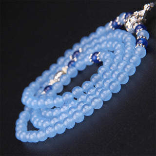 Buddha Gift 108 Beads Blue Crystal Healing Bracelet Mala