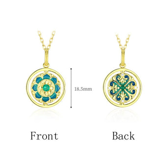 Buddha Gift 925 Sterling Silver Lotus Flower Floral Zircon Enlightenment Rotatable Necklace Pendant