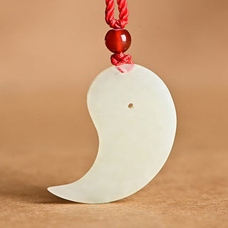 Buddha Gift Yin Yang White Jade Cyan Jade Protection Blessing Necklace String Pendant