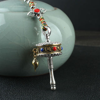 Buddha Gift Tibet Om Mani Padme Hum Prayer Wheel Peace Rotatable Bag Car Hanging Decoration