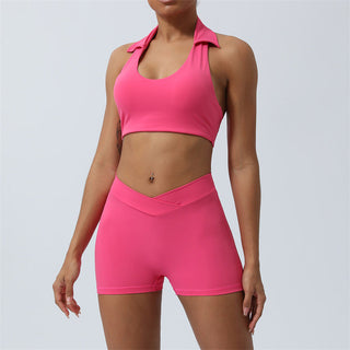 Buddha Gift 2Pcs Workout Sleeveless Backless Top Shorts Flared Pants Sports Fitness Yoga Outfit Set