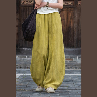 Buddha Gift Ramie Cotton Linen Pants Tie-dye Design Trousers Loose Zen Yoga Women's Pants with Pockets