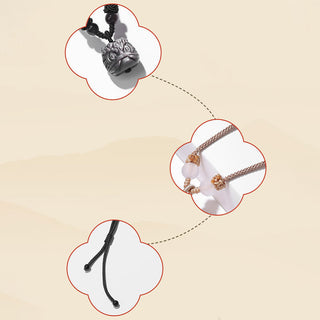 Buddha Gift Natural Silver Sheen Obsidian Red Agate Dancing Lion Protection Necklace Pendant