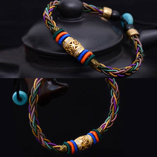 Buddha Gift Tibetan Handmade Eight Thread Knot Copper Coin Luck Weave String Bracelet