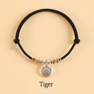Buddha Gift Handmade 999 Sterling Silver Year of the Dragon Cute Chinese Zodiac Luck Braided Bracelet