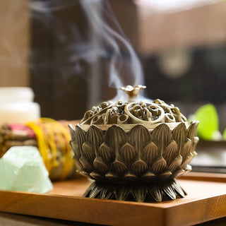 Buddha Gift Tibetan Lotus Shaped Purify Incense Burner