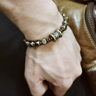 Buddha Gift Tibetan Om Mani Padme Hum Carved Copper Brass Amulet Focus Bracelet