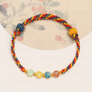 Buddha Gift Handmade Dunhuang Color Thread Peace And Joy Protection Braid String Bracelet