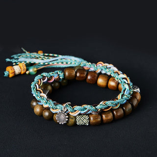 Buddha Gift 925 Sterling Silver Green Sandalwood Bodhi Seed Handmade Positive Bracelet