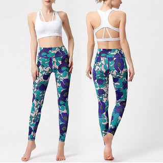 Buddha Gift Colorful Flower Petal Leaves Print Sports Exercise Fitness High Waist Leggings Women's Yoga Pants