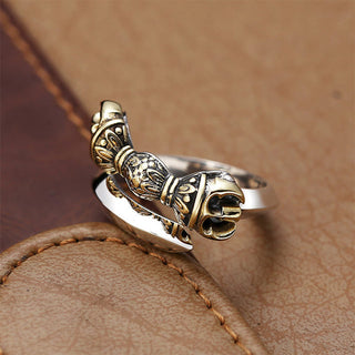 Buddha Gift Tibetan Dorje Vajra Engraved Design Copper Luck Wealth Adjustable Ring