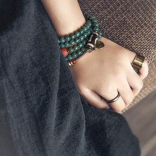 Buddha Gift 108 Mala Beads Bodhi Seed Dzi Bead Wisdom Bracelet