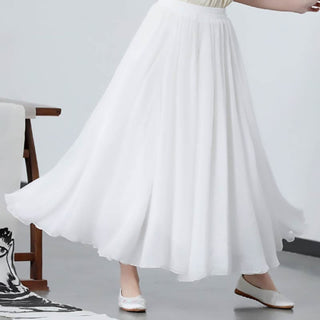 Buddha Gift 2Pcs Flower Three Quarter Sleeve Midi Dress Skirt Chiffon Zen Clothing Women's Set